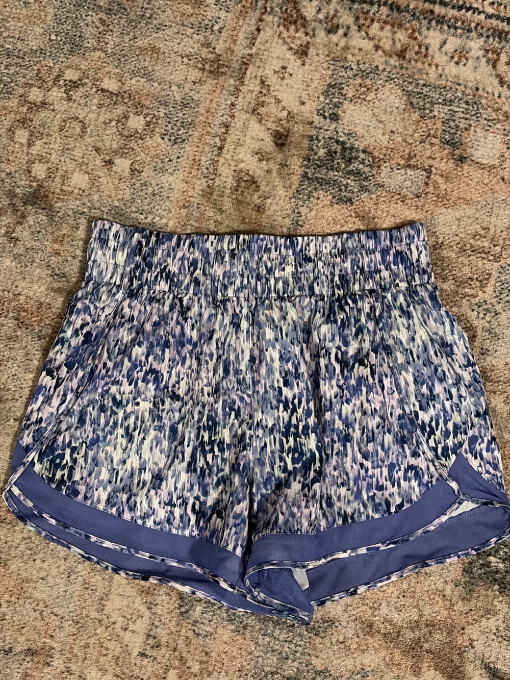 Athleta Indigo Multi-Print Athletic Shorts